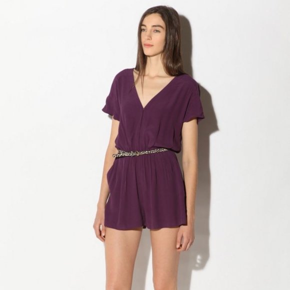 Free People Pants - Silence + Noise Purple V-neck Romper